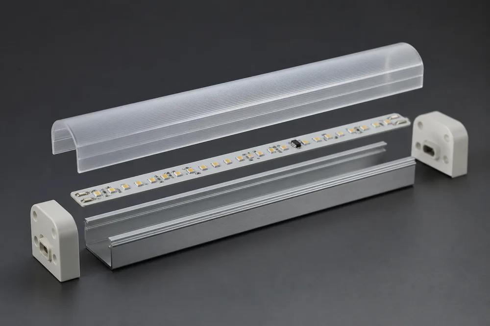 পিসি কভার সহ LED T10 টিউব হাউজিং এবং 2026 সালে OEM আলো সমাবেশের জন্য 6063 অ্যালুমিনিয়াম বেস